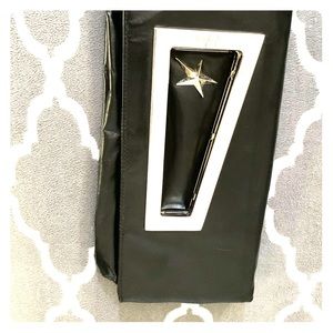 VINTAGE Thierry Mugler black leather star clutch